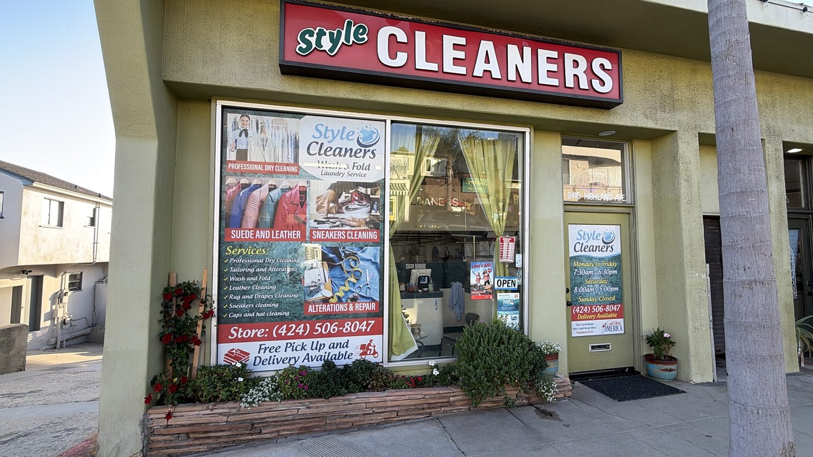 El frente de Style Cleaners en Highland Ave